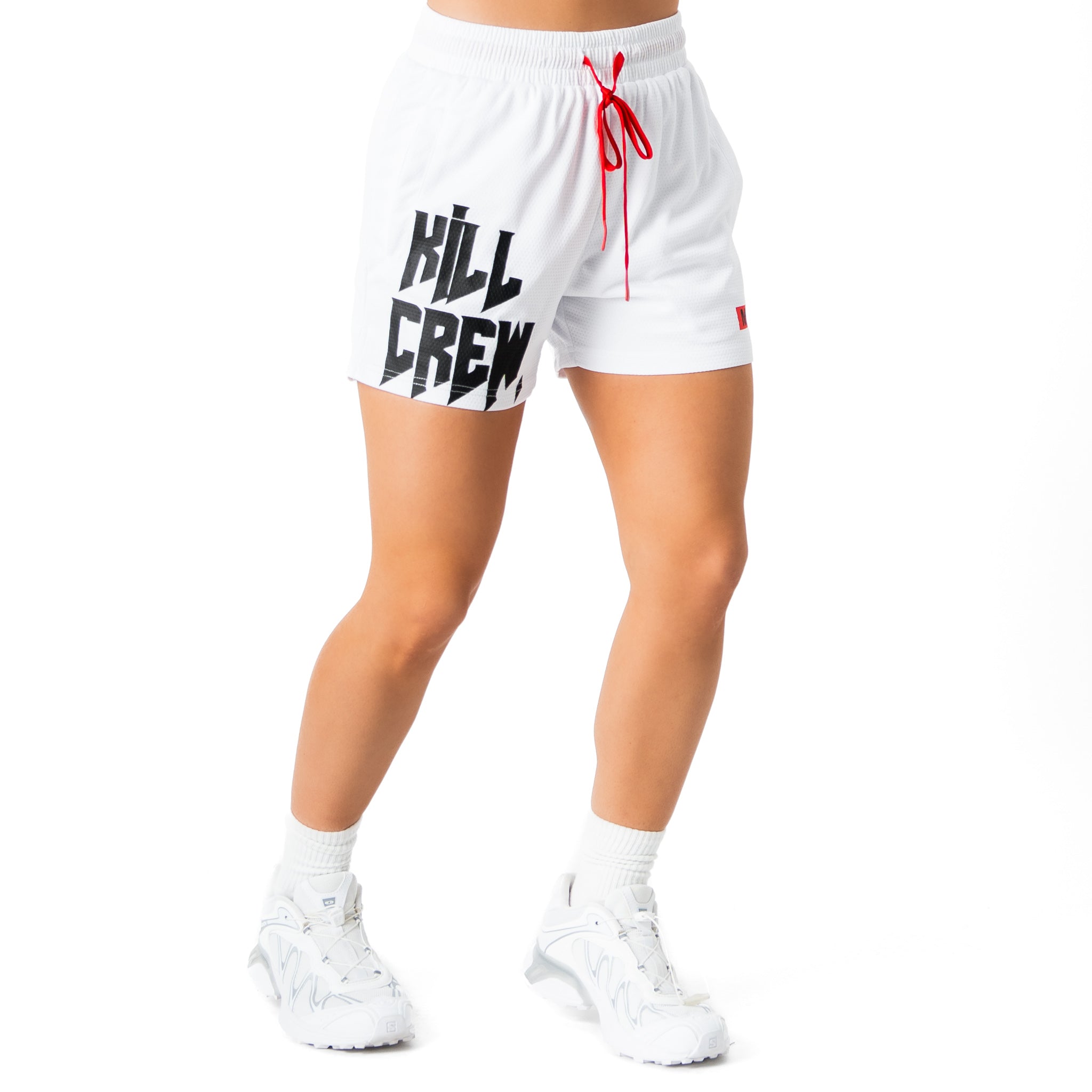 MUAY THAI SHORTS (MID THIGH CUT) - WHITE