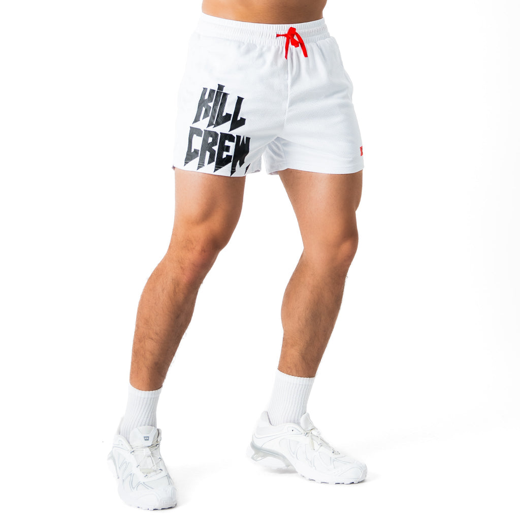 MUAY THAI SHORTS (MID THIGH CUT) - WHITE