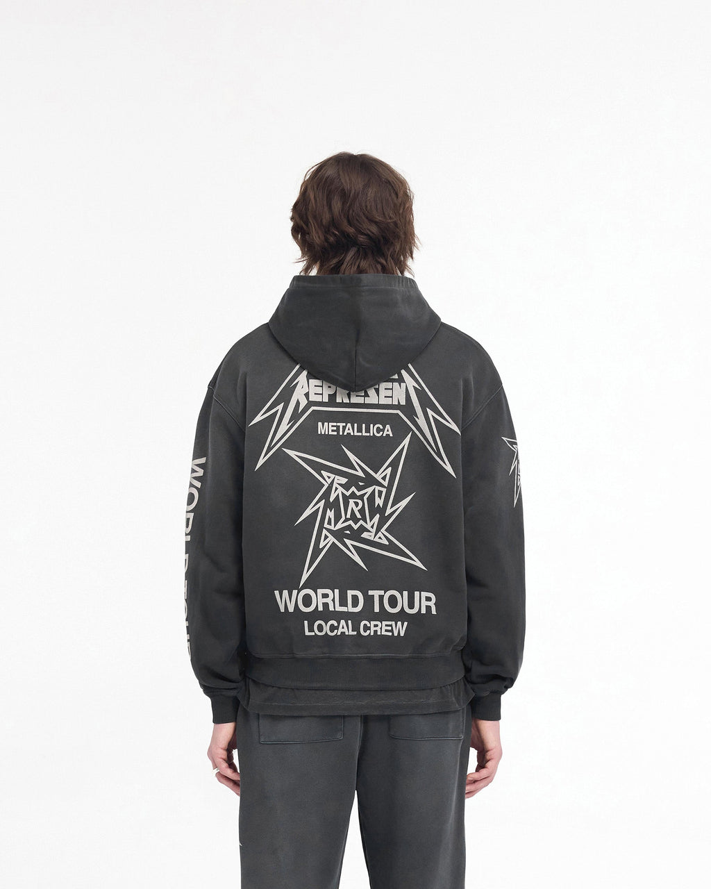 Represent X Metallica Local Crew Zip Hoodie - Stained Black