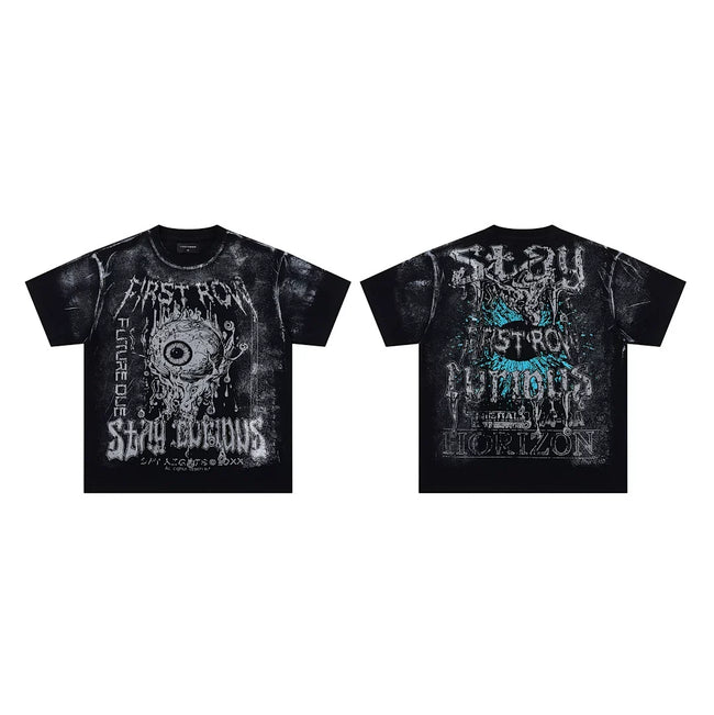 First Row “Stay Curious” Eyeball Graphic Vintage Tee Hover Image