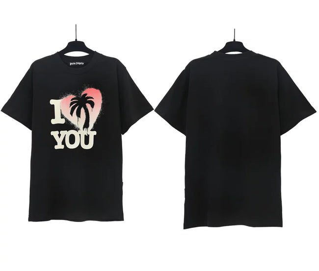 Palm Angels I Love You Palm Tree Heart Graphic T-Shirt - Black Hover Image