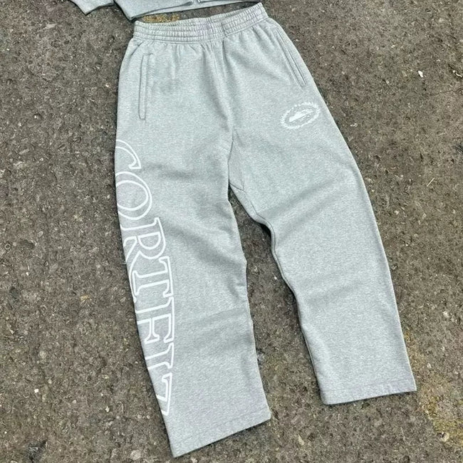 Corteiz Laurel Island Badge Cropped Zip Hoodie – Heather Grey (+ Matching Pants) Main Image