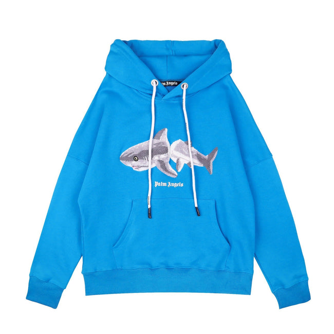 Palm Angels Split Shark Graphic Hoodie - Blue Hover Image