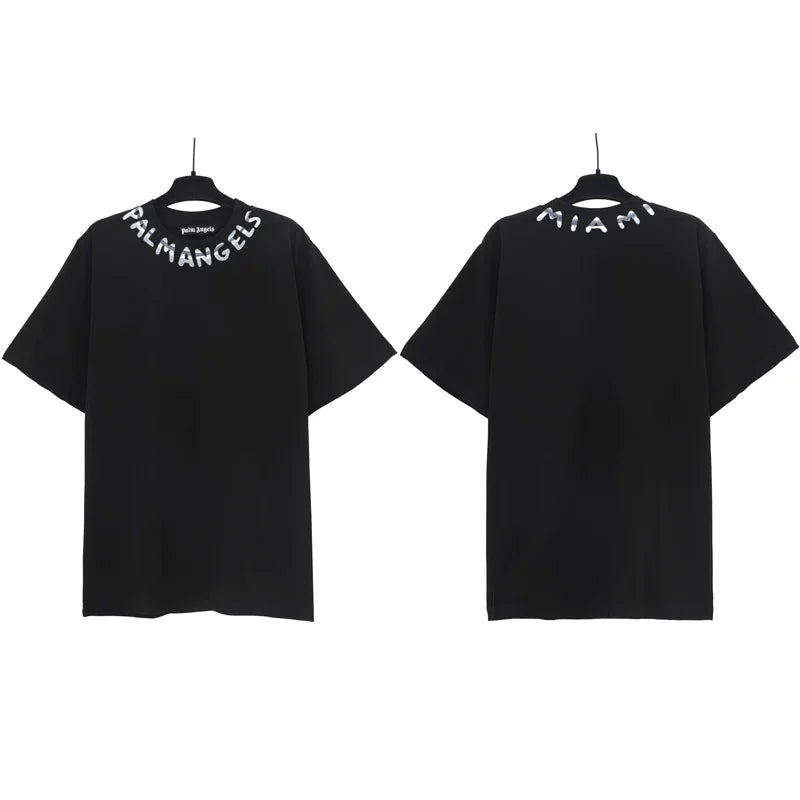 Palm Angels Neckline Collar Logo T-Shirt - Black/Miami