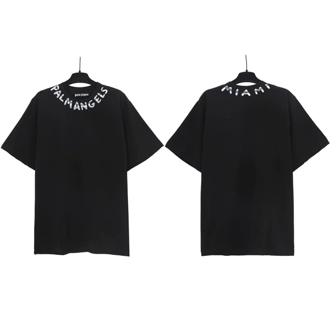 Palm Angels Neckline Collar Logo T-Shirt - Black/Miami Hover Image