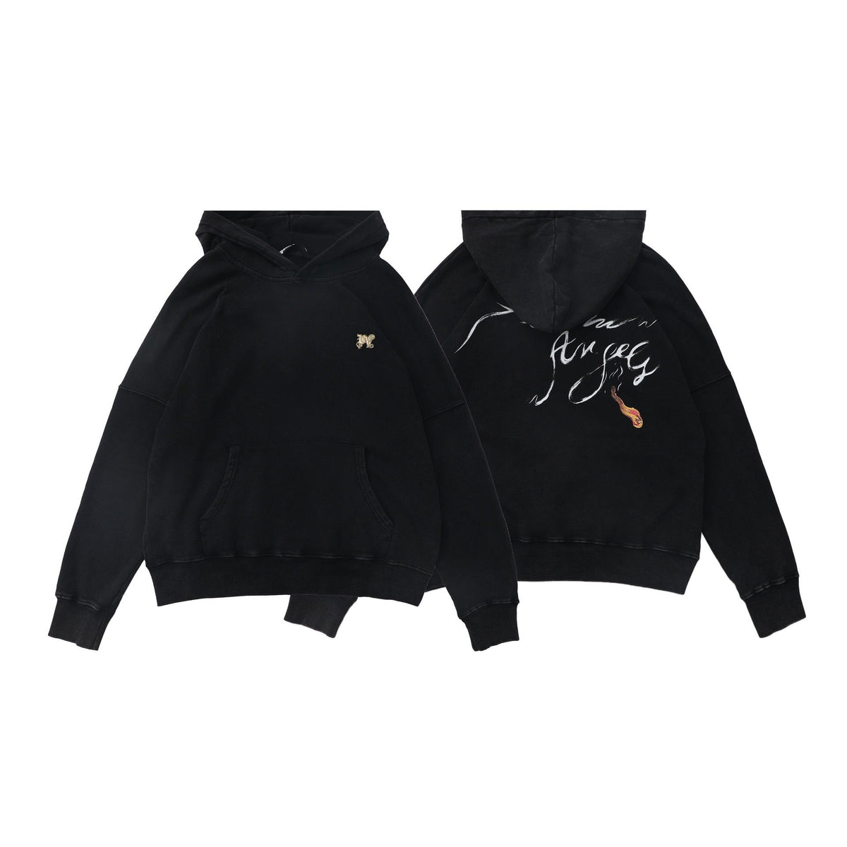 Palm Angels Handwritten Signature Graphic Hoodie - Black
