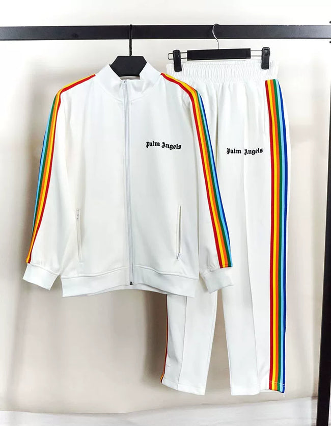 Palm Angels Rainbow Track Jacket & Pants Set - White Hover Image