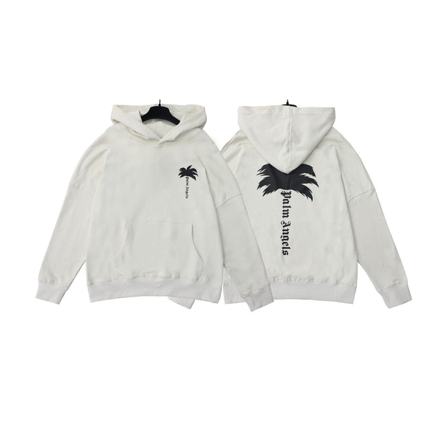Palm Angels Palm Tree & Logo Back Print Hoodie - Off-White Hover Image