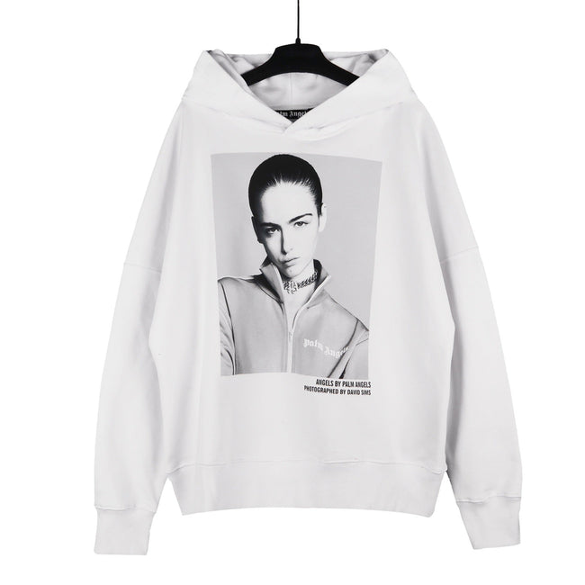 Palm Angels Portrait Graphic Hoodie - White Hover Image