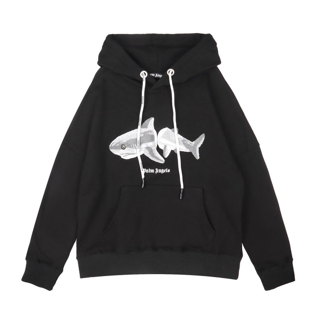 Palm Angels Split Shark Graphic Hoodie - Black Hover Image