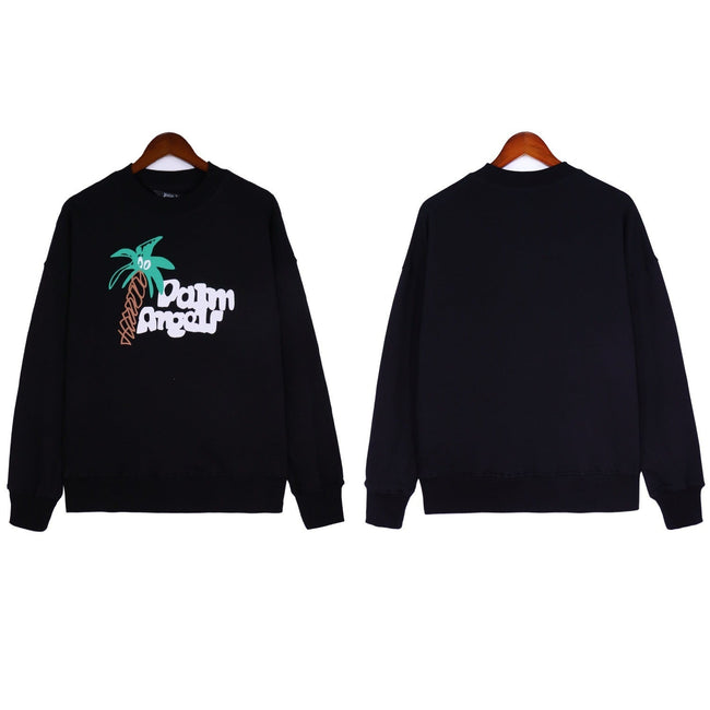 Palm Angels Cartoon Palm Tree & Graffiti Logo Crewneck - Black Hover Image