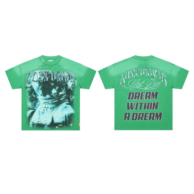 First Row “Dream Within a Dream / Lost Utopia” Astronaut Rhinestone Vintage Tee Hover Image