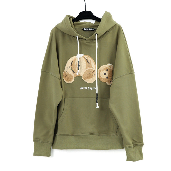 Palm Angels Classic Bear Hoodie - Military Green Hover Image