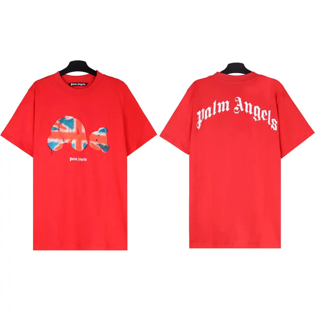 Palm Angels Union Jack Bear Graphic T-Shirt - Red Hover Image