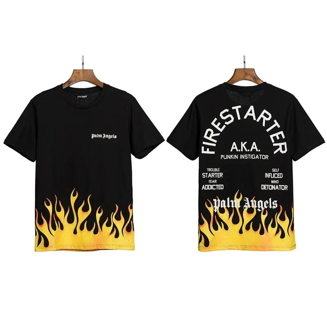 Palm Angels Firestarter Flame Graphic T-Shirt - Black Hover Image