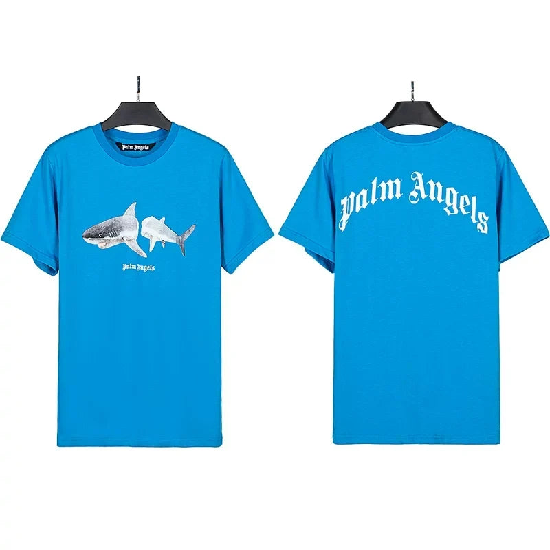 Palm Angels Double Shark Graphic T-Shirt - Blue