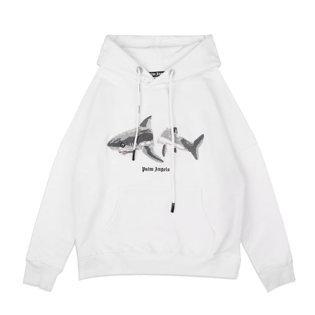 Palm Angels Split Shark Graphic Hoodie - White Hover Image