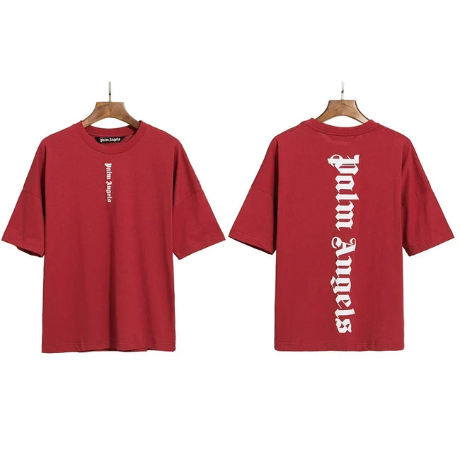 Palm Angels Vertical Gothic Logo T-Shirt - Burgundy Hover Image