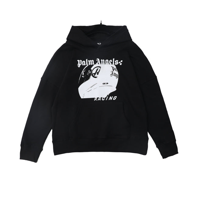 Palm Angels Racing Helmet Graphic Hoodie - Black Hover Image