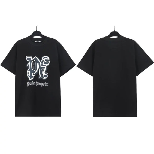 Palm Angels Gothic Letter Monogram T-Shirt - Black Hover Image