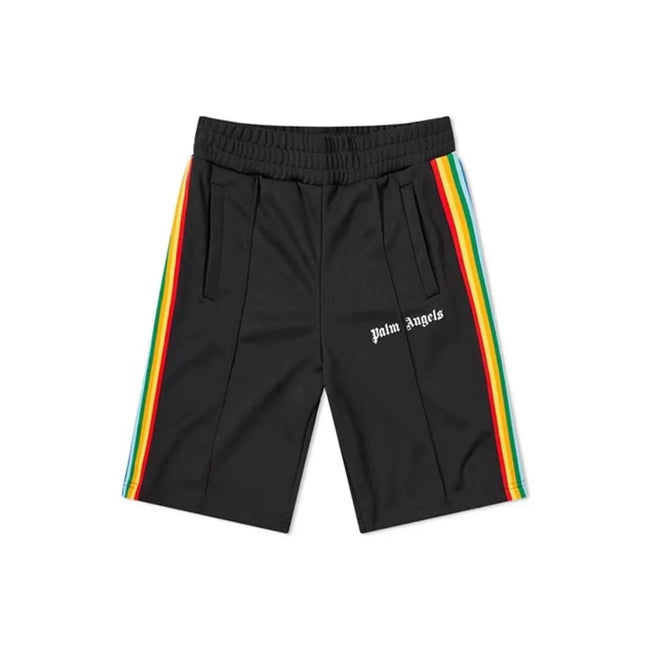 Palm Angels Rainbow Track Shorts - Black Hover Image
