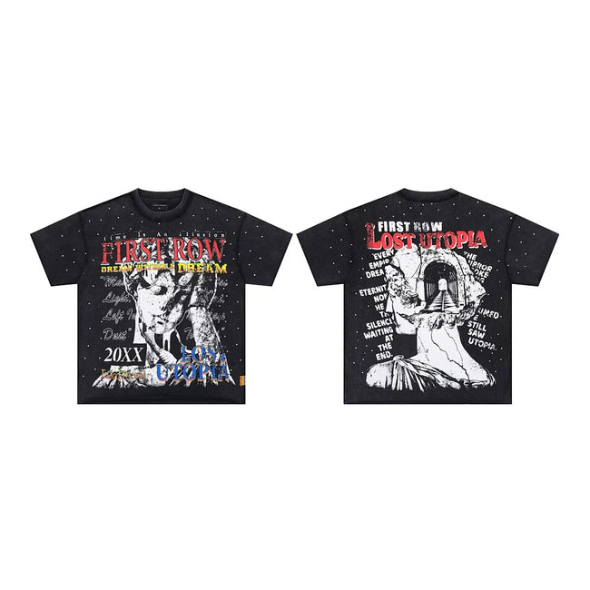 First Row “Lost Utopia” Graphic Rhinestone Vintage Tee Hover Image