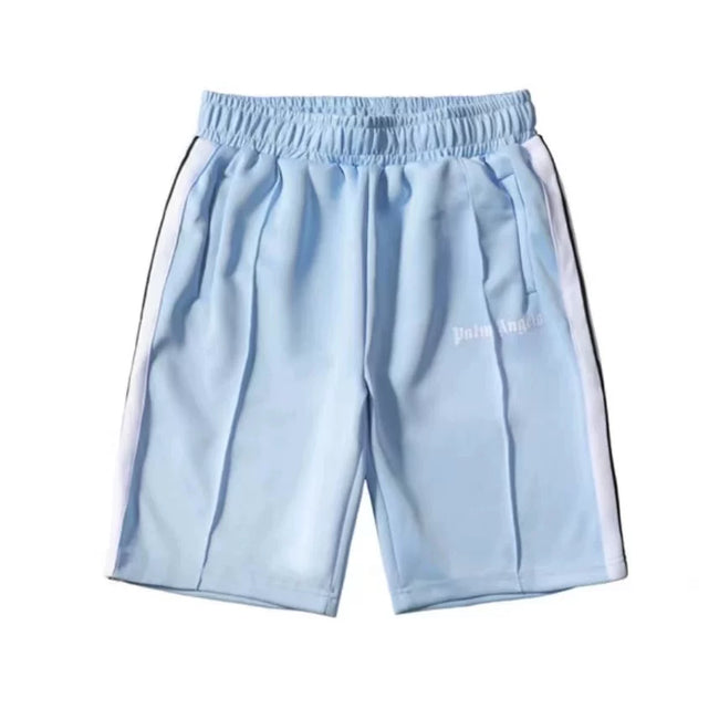 Palm Angels Classic Track Shorts - Light Blue/White Hover Image