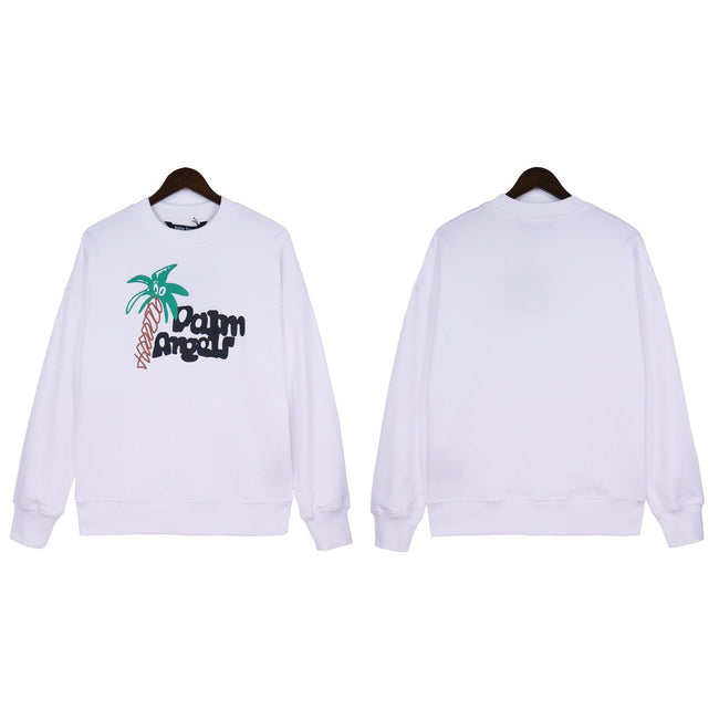 Palm Angels Cartoon Palm Tree & Graffiti Logo Crewneck - White Hover Image