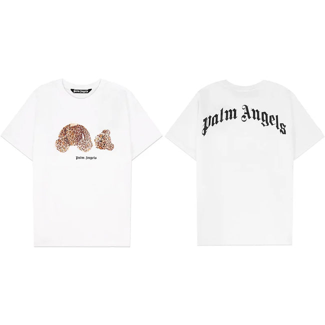 Palm Angels Leopard Print Bear Graphic T-Shirt - White Hover Image