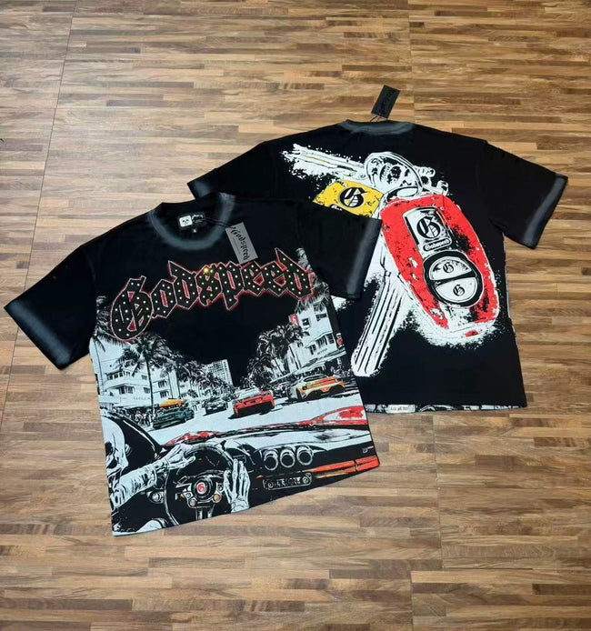 Godspeed Vintage Muscle Car Graphic T-Shirt – Black Streetwear Tee Hover Image
