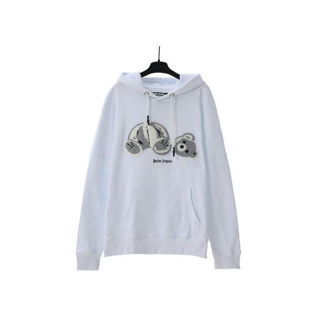 Palm Angels Spray-Effect Decapitated Bear Hoodie - Light Blue Hover Image