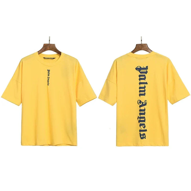 Palm Angels Vertical Gothic Logo T-Shirt - Yellow Hover Image