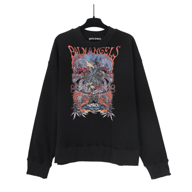 Palm Angels Vintage Rock Graphic Crewneck Sweatshirt - Black Hover Image