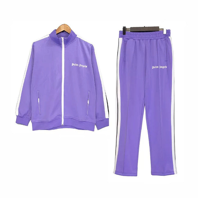 Palm Angels Classic Track Jacket & Pants Set - Purple/White Hover Image