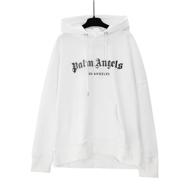 Palm Angels Spray Bleach Logo Hoodie - White Hover Image