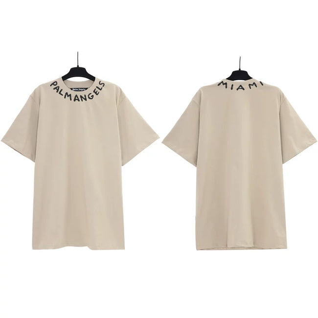Palm Angels Neckline Collar Logo T-Shirt - Beige/Miami Hover Image