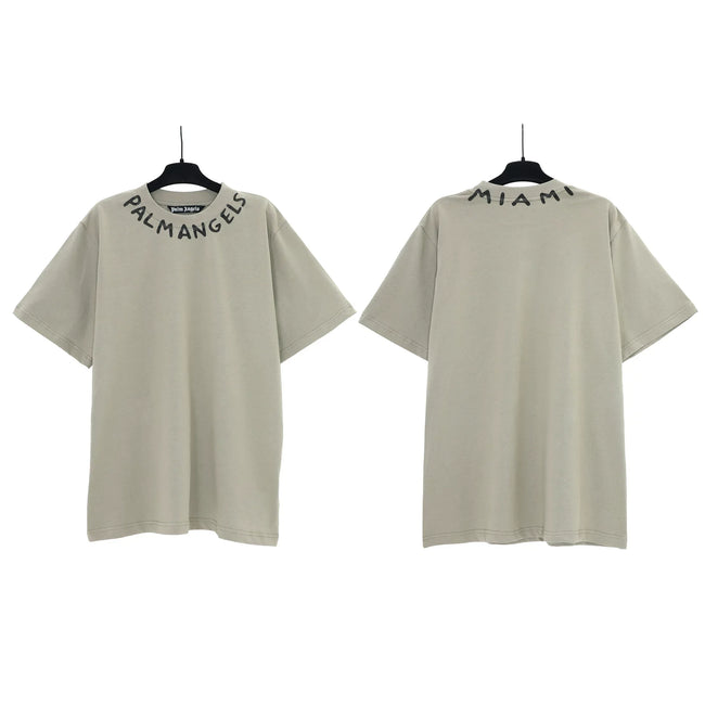 Palm Angels Neckline Collar Logo T-Shirt - Sage Green/Miami Hover Image