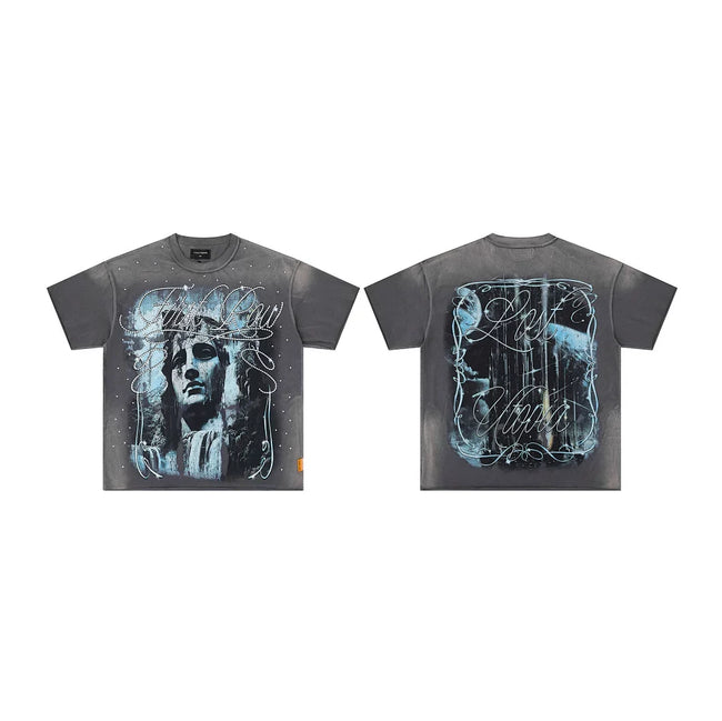 First Row “Lost Utopia” Classical Statue Rhinestone Vintage Tee Hover Image