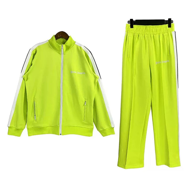 Palm Angels Classic Track Jacket & Pants Set - Neon Yellow/White Hover Image