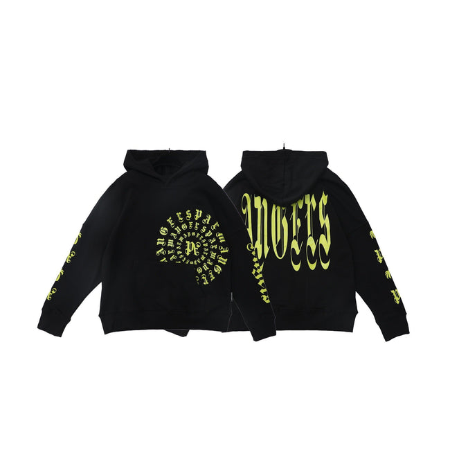 Palm Angels Spiral Gothic Lettering Hoodie - Black/Neon Green Hover Image