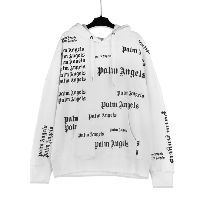 Palm Angels All-Over Logo Monogram Hoodie - White/Black Hover Image