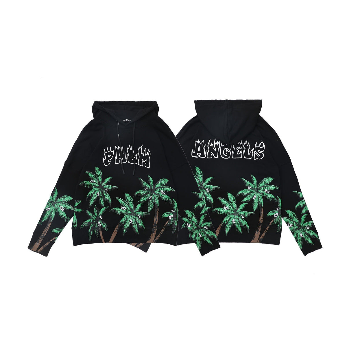 Palm Angels All-Over Palm Trees & Graffiti Logo Hoodie - Black