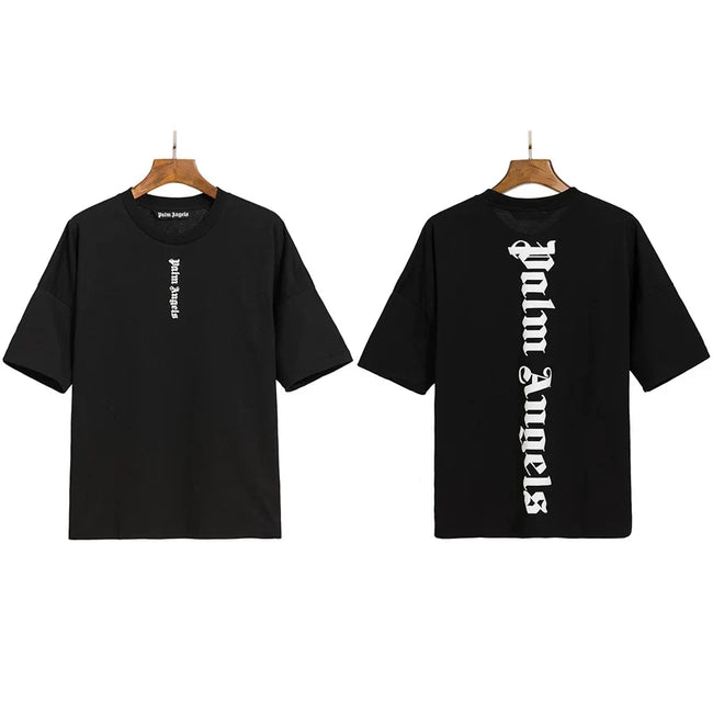 Palm Angels Vertical Gothic Logo T-Shirt - Black Hover Image
