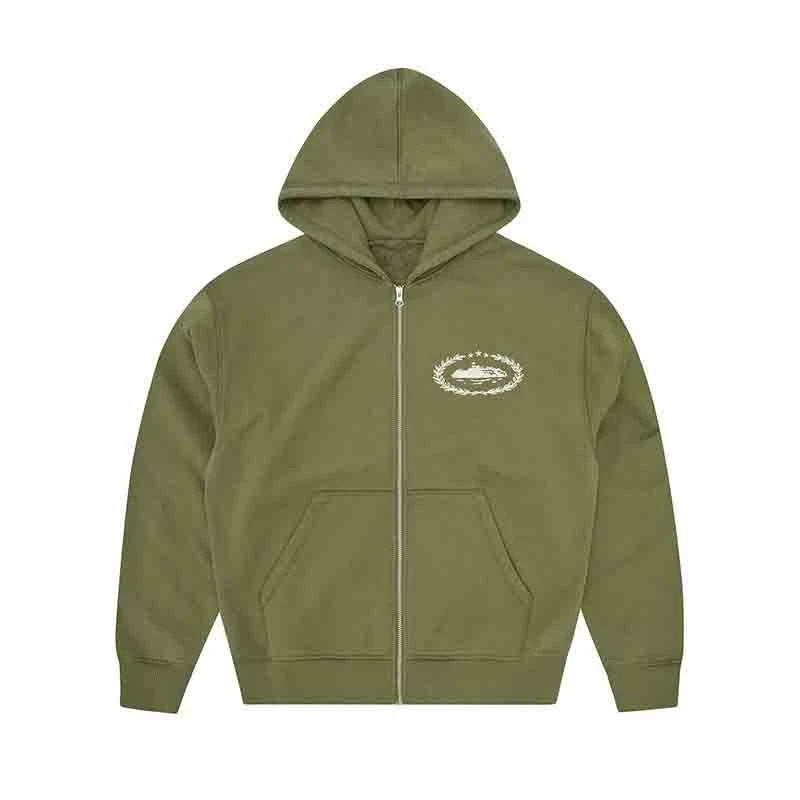 Corteiz Devil's Island Y2K zip knit hoodie set featuring European and American celebrities, hip-hop men's high street casual thick cotton pants trend (3)