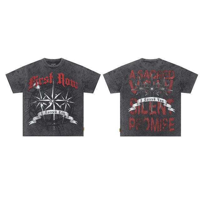 First Row “A Sacred Vow” Compass & Star Graphic Vintage Tee Hover Image