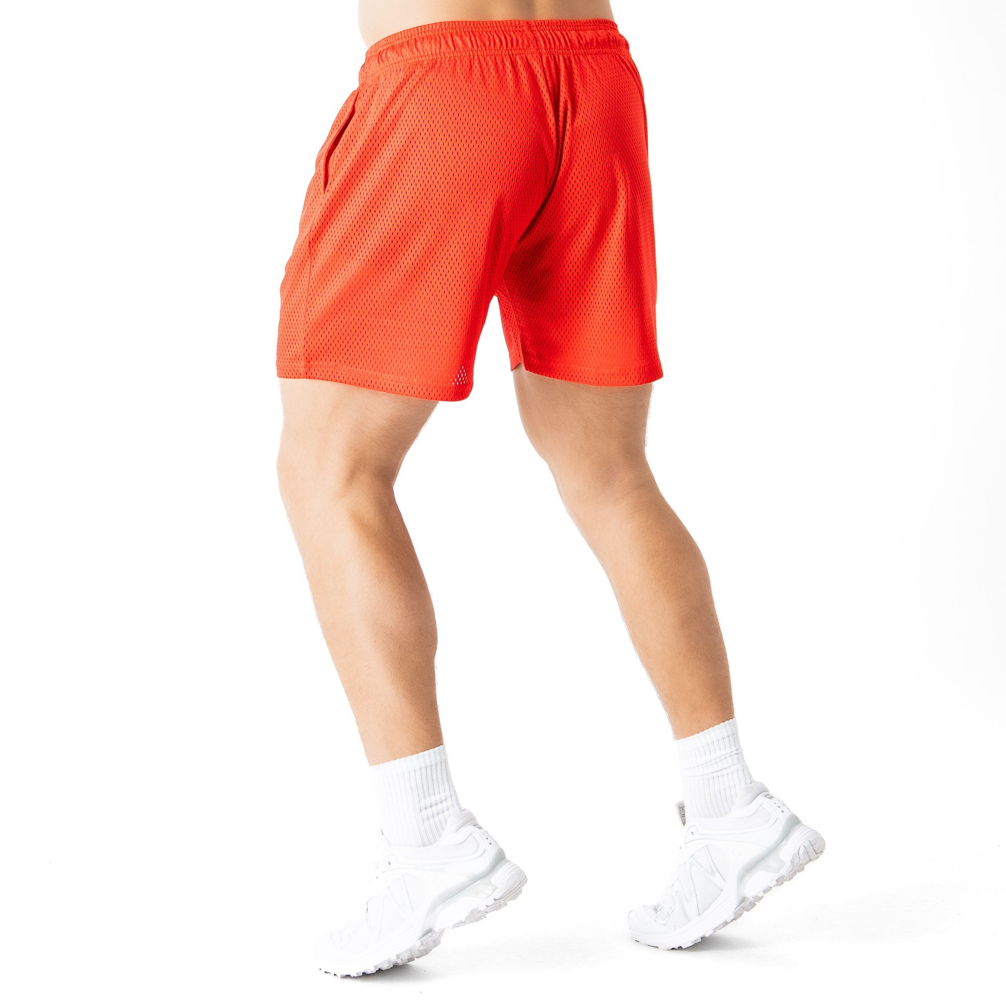VENTED MESH SHORTS SCRIPT - RED / GOLD
