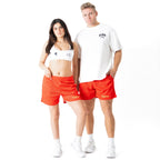 VENTED MESH SHORTS SCRIPT - RED / GOLD