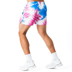 MUAY THAI SHORTS (MID THIGH CUT) RETRO - BLUE / PINK
