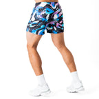 MUAY THAI SHORTS (MID THIGH CUT) RETRO - PURPLE WAVE