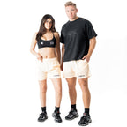 VENTED MESH SHORTS SCRIPT - CREAM / BLACK